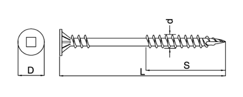 鉄 エコパネルビス (四角穴ビット付)(外張り断熱工法/垂木留め用)の寸法図