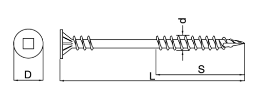 鉄 エコタルキビス (四角穴ビット付)(垂木留め用)の寸法図