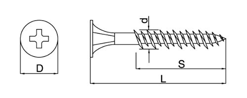 鉄(+) コンパネビス (板浮き防止特殊フレキ)の寸法図