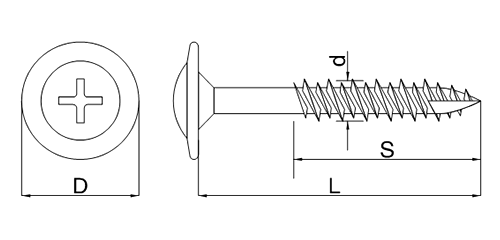 鉄(+) ノーリツネジ シンワッシャー頭 座付き (高低、先割れ) (一般金物用)(山喜産業)の寸法図