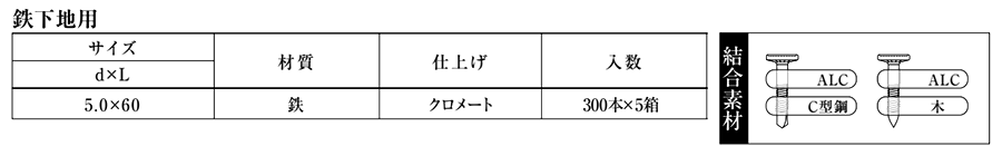 鉄 ALC用ビス (鉄下地用)(スクエアーリセス/四角穴付)の寸法表