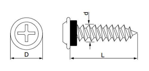 鉄(+) 木用パッキンビス (角波、役物+木下地)(シルバー塗装)の寸法図