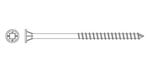ステンレス SUS305J1 スクエア(皿頭)デッキビス(四角穴付)(八尾製鋲)の寸法図