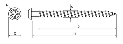 ステンレス SUSXM7(+) アルズバッ(モドトラス頭)(ALC用ビス)(北村精工)の寸法図