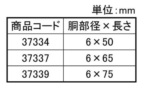 ステンレスSUS304 フックボルトセット(亀座、パッキンガム付き)(小箱)(M6ネジ品)(ダイドーハント)の寸法表