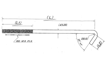 ステンレス フックボルト (単品)(M6ネジ品)の寸法図