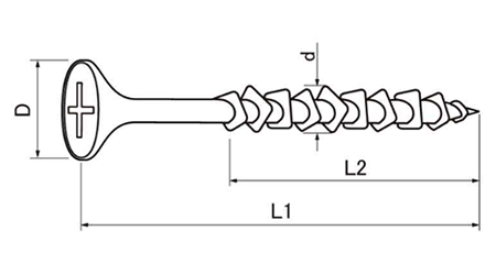ステンレスSUS305J1(+)堅木コース (パック)(耐防錆・高強度)(若井産業)の寸法図