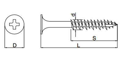 ステンレス SUSXM7(+) ノーリツネジ 皿頭(高低、先割れ) (一般金物用)の寸法図
