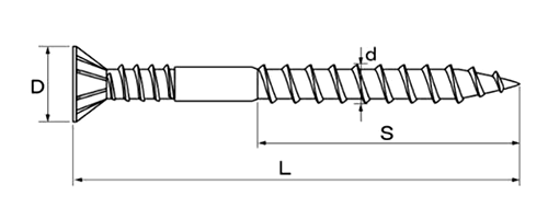 ステンレス SUS410(+) コンフィット(TW-S)(根太の床下地合板留め用ビス)の寸法図