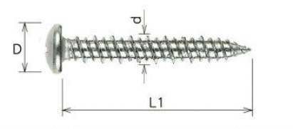 ステンレス SUS410 ラブコン(+)なべ頭 (コンクリート用ビス)の寸法図