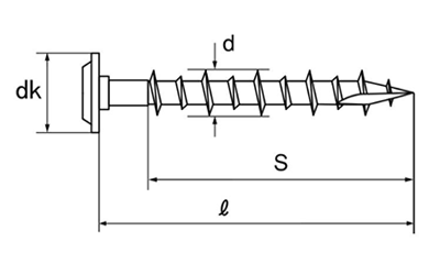 ステンレス SUS410(+)板金万能ビスの寸法図