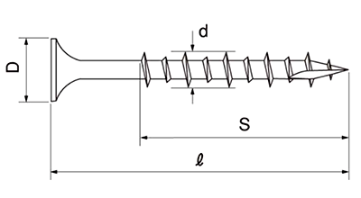 ステンレス SUS410(+)万能ビス ラッパ(ナゲシビス)(パック品)の寸法図