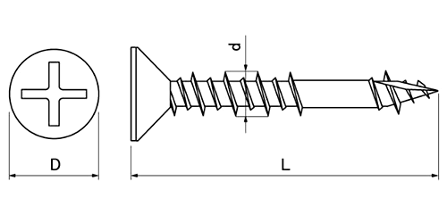 ステンレス SUS410(+) サイディングビス フレキ (窯業系サイディング+木材)(若井産業)の寸法図