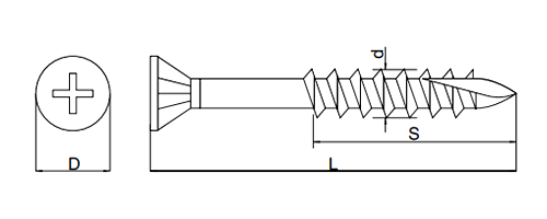 ステンレスSUS410(+) ライトビス (スリムタイプ/コーススレッド)(半ねじ)の寸法図
