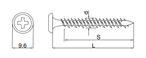 ステンレス SUS410(+) 樋受ビス (アンカー穴用)(シルバー塗装ブラック)の寸法図