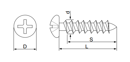 ステンレスSUS410 コンクリートビス ナベ頭座付 (山喜産業)の寸法図