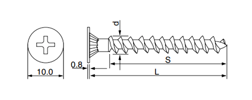 ステンレス SUS410(+) ABネジ (ALCへのカラーベスト取付)(ALC+平瓦)の寸法図