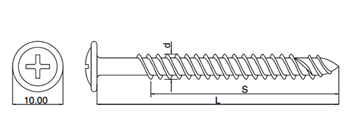 ステンレス SUS410(+) 瓦ビス(シンワッシャー頭)(シリコンパッキン付)の寸法図