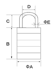 フジテック 鉄 カラー文字合錠 (パック品)の寸法図