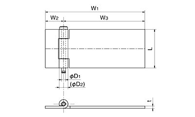 鉄 平重量蝶番 (A-90)(ホシモト品)の寸法図