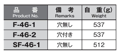 鉄 重量用平蝶番 (F-46)(ホシモト品)の寸法表