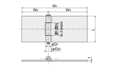 ステンレス SUS304 平蝶番 (SA-89)(ホシモト品)の寸法図