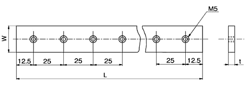 銅板 主幹バー(制御盤/母線バー)(ホシモト)(*)の寸法図