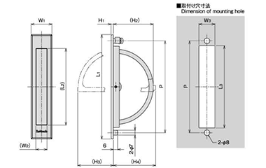 ホシモト 亜鉛合金 回転取手(K-70-●)(梨地クロームメッキ品)の寸法図