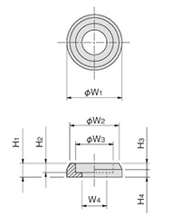 黄銅 山形座金 (K-30-W /2個入り)(ローゼットワッシャー)(ホシモト)の寸法図