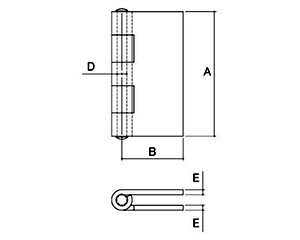 鉄 溶接丁番 (クマモト)の寸法図