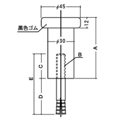 クマモト 棒型戸当(亜鉛ダイカスト/サチライトクローム) D-800MAの寸法図