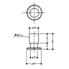 クマモト 棒型戸当(亜鉛ダイカスト/サチライトクローム) D-600の寸法図