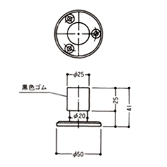 クマモト 棒型戸当(ビス止め)(亜鉛ダイカスト/サチライトクローム) D-600Wの寸法図