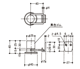 クマモト 棒型戸当(フック付・ビス止め)(亜鉛ダイカスト/サチライトクローム) D-600Sの寸法図