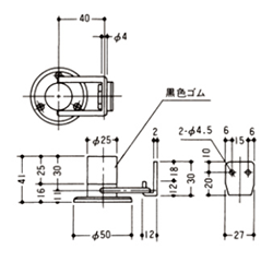 クマモト 棒型戸当(フック付)(亜鉛ダイカスト/サチライトクローム) D-600S-Wの寸法図