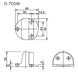 クマモト ダイカスト戸当(ビス止め)(亜鉛ダイカスト/サチライトクローム) D-700Wの寸法図