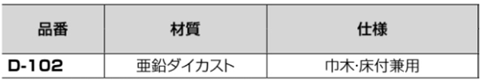 クマモト ダイカスト戸当(巾木・床付け兼用)(亜鉛ダイカスト/ブロンズ) D-102の寸法表