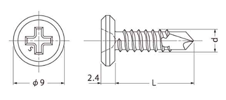 鉄 ビスデコドリルビス (平頭/ ビスデコキャップ用)(パック入)(大里品)の寸法図