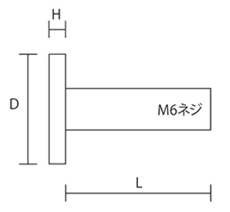 黄銅 化粧ボルト 86号 M6 平頭(φ20x3H)(スリ割り無し/ 側面ローレット無し)(吉田金物)の寸法図