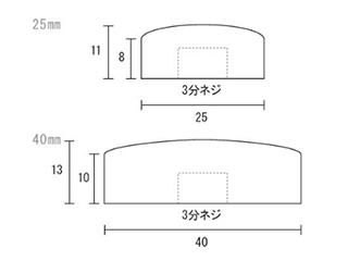 黄銅 化粧ナット 129号 (W3/8) 丸平頭 (側面ローレット付)(吉田金物)の寸法図