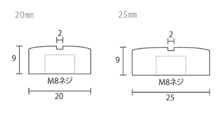 黄銅 化粧ナット 818号 M8 (丸平頭)(頭高9mm)(スリ割り付き/ 側面ローレット無し)(吉田金物)の寸法図