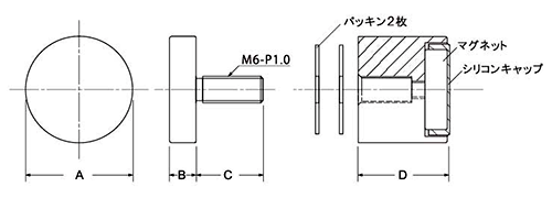 黄銅 マグマウントサインナット (装飾ねじ/マグネット付)の寸法図