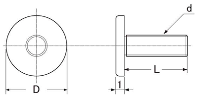 黄銅 デコレート装飾平小ねじ 頭部径φ12-M4 (ローレット無/低頭タイプ)の寸法図