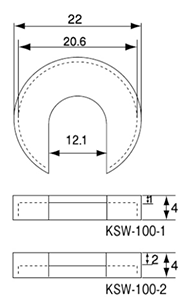 クマモト SUS303 お手軽丁番スペーサー ワッシャ君 (高さ調整用)(KSW)の寸法図
