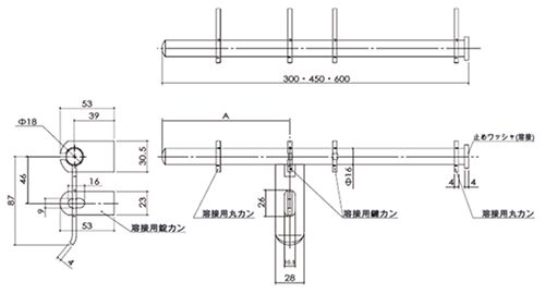 ステンレス クマモト 丸棒貫抜 D-34(溶接用)の寸法図