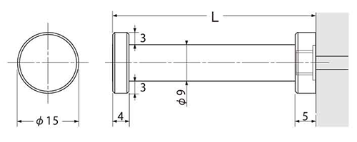 ステンレス303 ポイントビス用フックライトアングル(ポイントビス併用フック)の寸法図