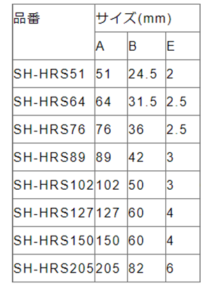 ステンレス 溶接丁番 ヘアライン仕上げ (SH-HR)(HIKARI)の寸法表