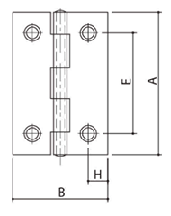 ステンレス SUS430 中厚丁番 (ST999)ヘアーライン仕上げ(クマモト)の寸法図