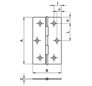 ステンレス SUS430 中厚丁番 No.4520(ビス付) (ARCH)の寸法図