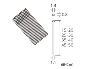 鉄 超仕上げ釘 (白) FS-W (若井産業)の寸法図